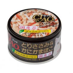 CIAO อาหารแมวเปียกแบบกระป๋อง รสสันในไก่และปูอัด สำหรับแมวโต-85g