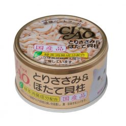 CIAO อาหารแมวเปียกแบบกระป๋อง รสสันในไก่และหอยเซลล์ สำหรับแมวโต-85g