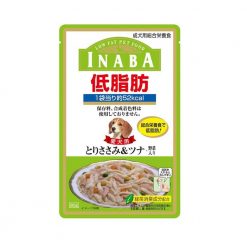 INABA เพ้าซ์สุนัข- Low Fat สันในไก่ ปลาทูน่า และผักในเยลลี่  80g.