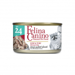 Felina Canino อาหารสุนัข SURF & TURF FOR DOG สูตรปลาทูน่า และเนื้อไก่-85g (3กระป๋อง)