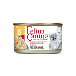 Felina Canino อาหารสุนัข CHICK & CHEESE FOR DOG สูตรเนื้อไก่และชีส-85g (3กระป๋อง)