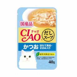 CIAO เพ้าซ์ อาหารแมวซองแบบเปียก รสทูน่าคัทสึโอะ และหอยเชลล์หน้าสันในไก่-40g