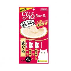 CIAO ชูหรุ ขนมแมวเลีย รสเนื้อปลาทูน่ามากูโระ ซองละ14g (4ซอง)