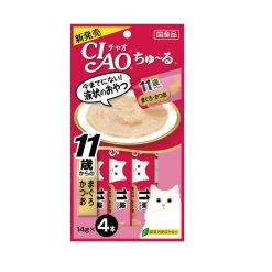 CIAO ชูหรุ ขนมแมวเลีย รสปลาทูน่าผสมคอลลาเจน ซองละ14g (4ซอง)