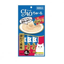 CIAO ชูหรุ ขนมแมวเลีย รสทูน่าเนื้อขาวและหอยเซลล์ ซองละ14g (4ซอง)