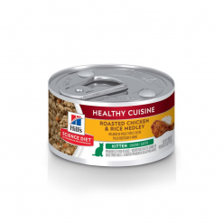 Hill’s Science Diet อาหารแมวแบบเปียกชนิดกระป๋อง Kitten Healthy Cuisine Roasted Chicken & Rice Medley สำหรับลูกแมว-80g