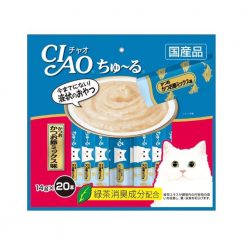 (8.15 1 FREE 1) CIAO ชูหรุ ขนมแมวเลีย รสปลาทูน่าผสมปลาโอแห้ง ซองละ14g (20ซอง)