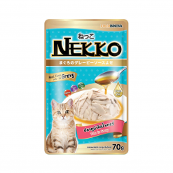 Nekko อาหารแมวเปียก รสปลาทูน่าในน้ำเกรวี่ สำหรับแมวโต-70g (12ซอง)