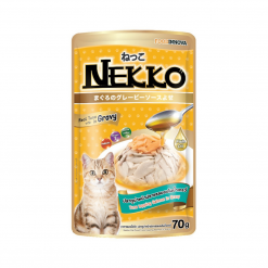 Nekko อาหารแมวเปียก รส ปลาทูน่าหน้าแซลมอนในเกรวี่ สำหรับแมวโต-70g (12ซอง)