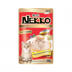 Nekko อาหารแมวเปียก รสปลาทูน่าหน้าปลาทรายแดงในเกรวี่ สำหรับแมวโต-70g (12ซอง)