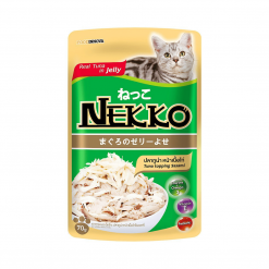 Nekko อาหารแมวเปียก รสปลาทูน่าหน้าเนื้อไก่ในเยลลี่ สำหรับแมวโต-70g (12ซอง)