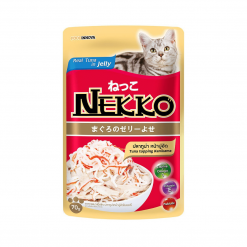 Nekko อาหารแมวเปียก รสปลาทูน่าหน้าปูอัดในเยลลี่ สำหรับแมวโต-70g (12ซอง)