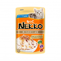 Nekko อาหารแมวเปียก รสปลาทูน่าหน้าปลาโออบแห้งในเยลลี่ สำหรับแมวโต-70g (12ซอง)