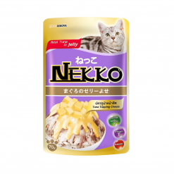 Nekko อาหารแมวเปียก รสปลาทูน่าหน้าชีสในเยลลี่ สำหรับแมวโต-70g (12ซอง)