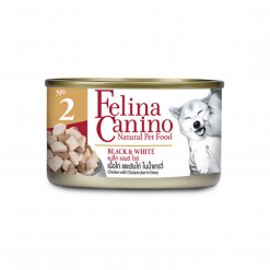 Felina Canino อาหารสุนัข BLACK & WHITE FOR DOG 85g สูตรเนื้อไก่และตับไก่-85g (3กระป๋อง)